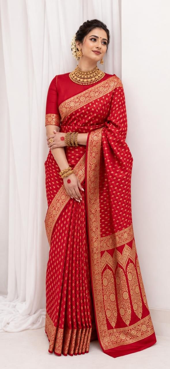 Mashru Katan Silk Saree Bridal Collection - Sindoor
